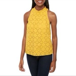 1.state halter eyelet mustard yellow tank tie back size m